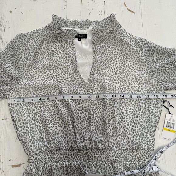 1.State Revolve Maxi Dress Jaime Shrayber Printed High-Low M Gray Leopard Print - Picture 10 of 16